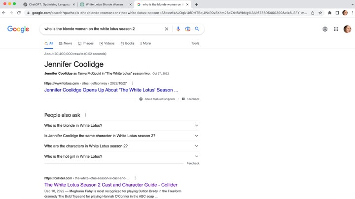 Fazendo uma pergunta ao Google sobre o Lótus Branco.