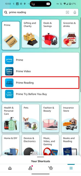 چگونه در برنامه آمازون خود به Prime Reading برسیم.