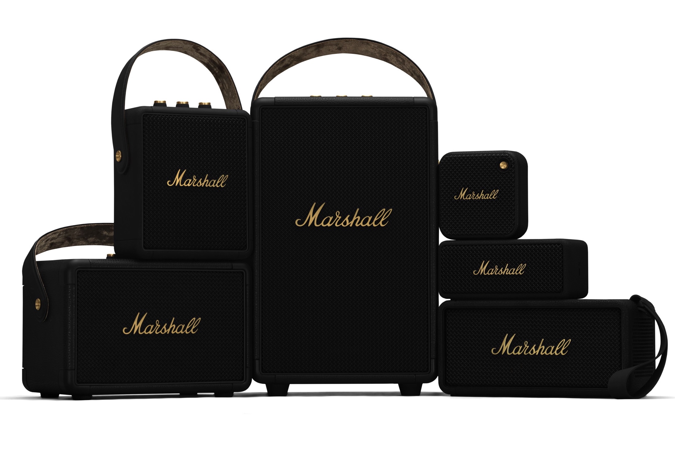 Marshall Middleton seen with Marshall's family of portable speakers.