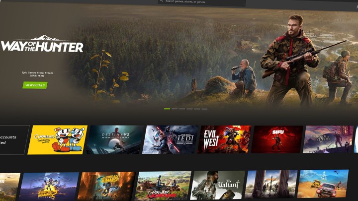 L'app GeForce Now su PC.