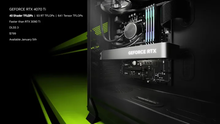 Folha de especificações para RTX 4070 Ti da Nvidia.