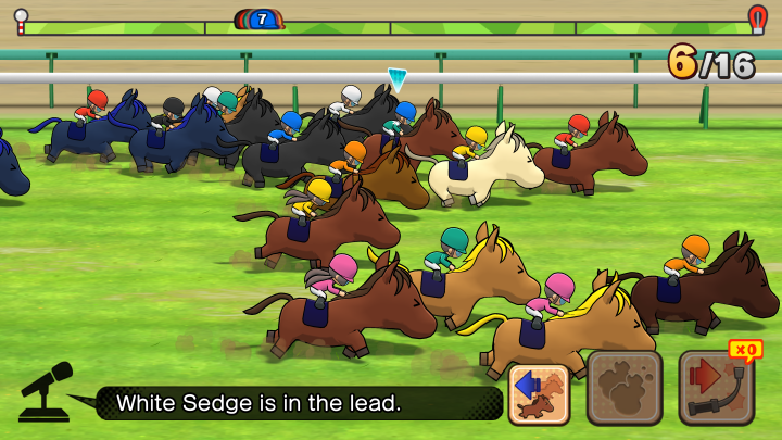 Horses race to the finish line in Pocket Card Jockey: Ride On!