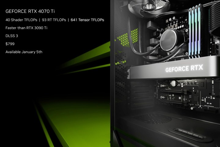 The specs of the "new" RTX 4070 Ti listed on a graphic.