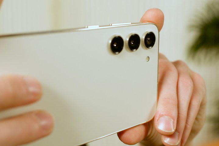 The rear cameras on the Samsung Galaxy S23 Plus.