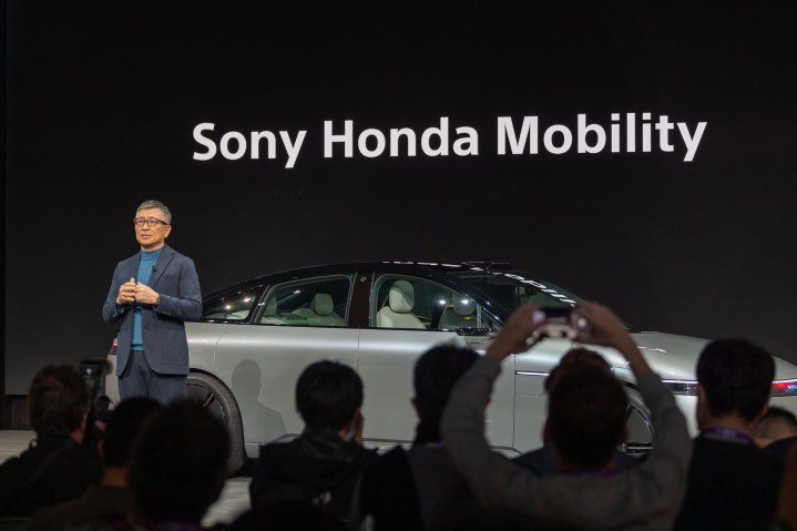 Yasuhide Mizuno, representative director, chairman and CEO of Sony Honda Mobility Inc., introduces the Afeela EV.