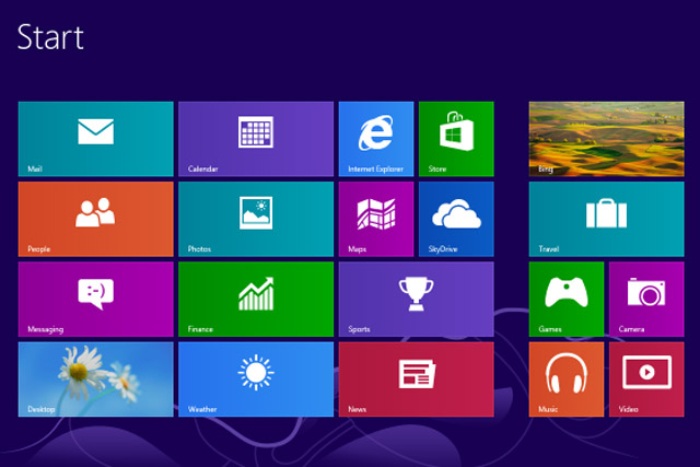 Windows 8 desktop home screen.