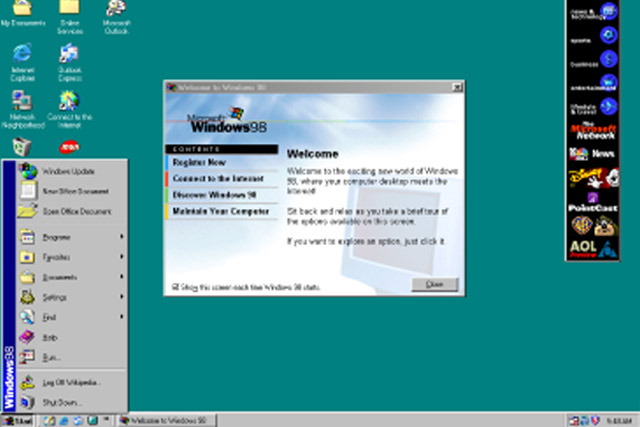 Escritorio de Windows 98.