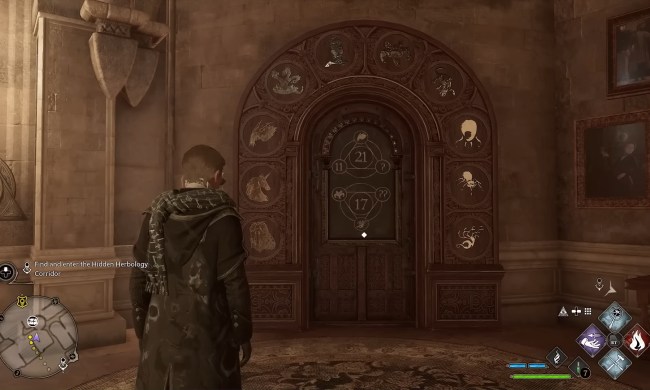 A door with animal symbols surrounding it.