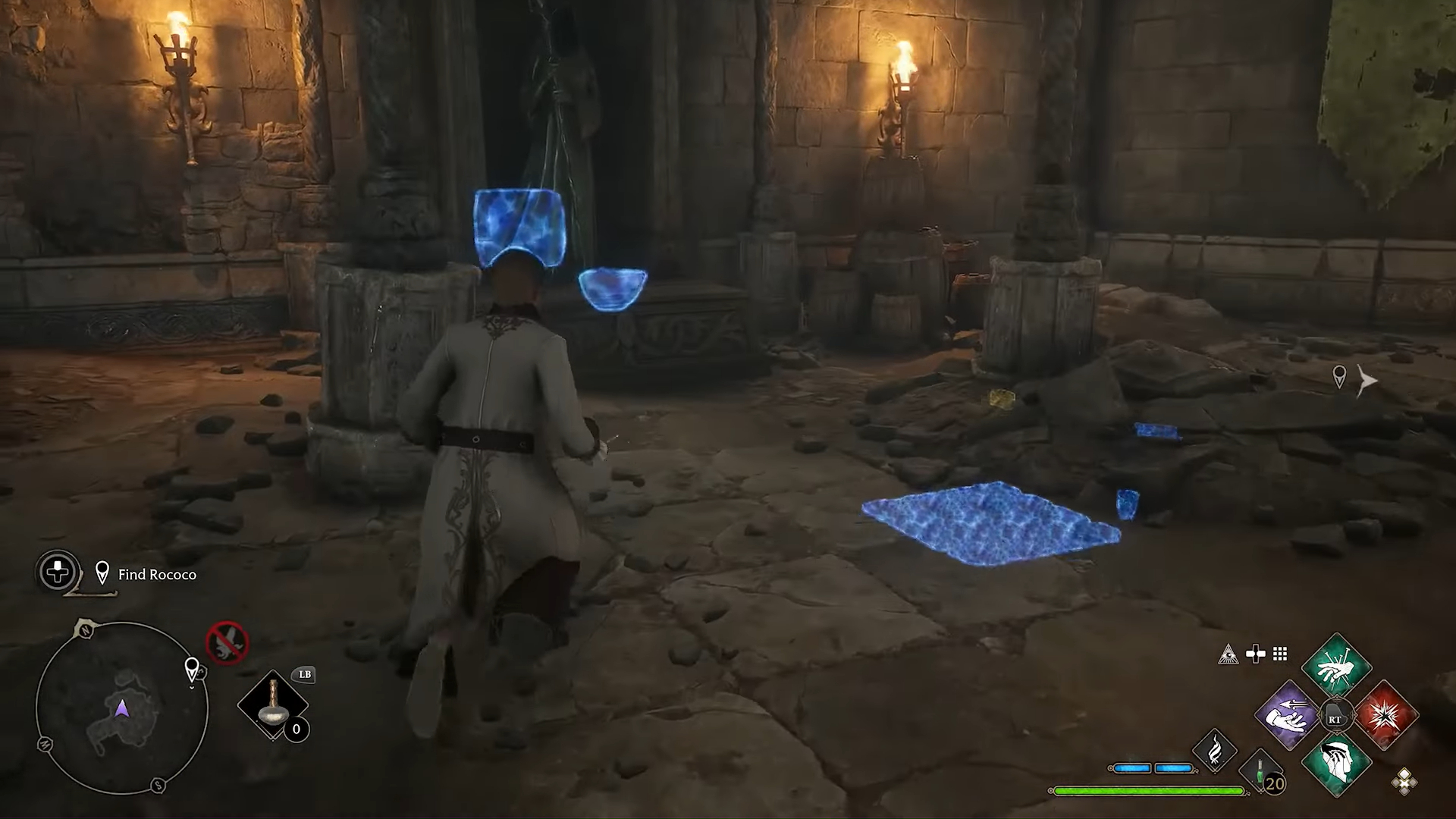 A wizard looking at a glowing bowl.