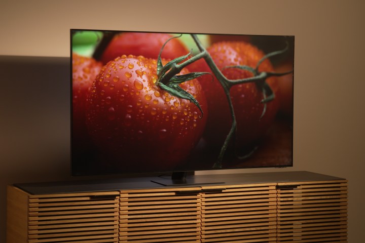 The Samsung N900C 8K Neo QLED on a stand.