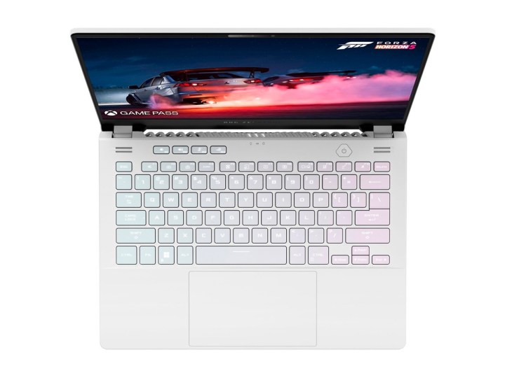 نمای بالای لپ تاپ گیمینگ ASUS ROG Zephyrus به رنگ سفید.