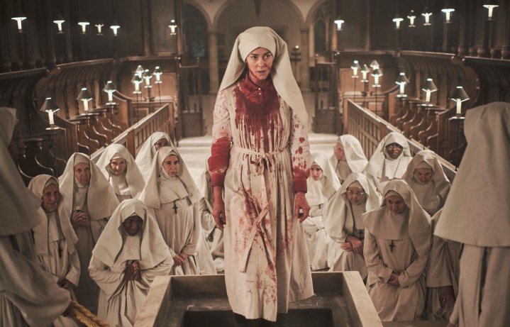 A bloody nun walks into a church in Consecration.
