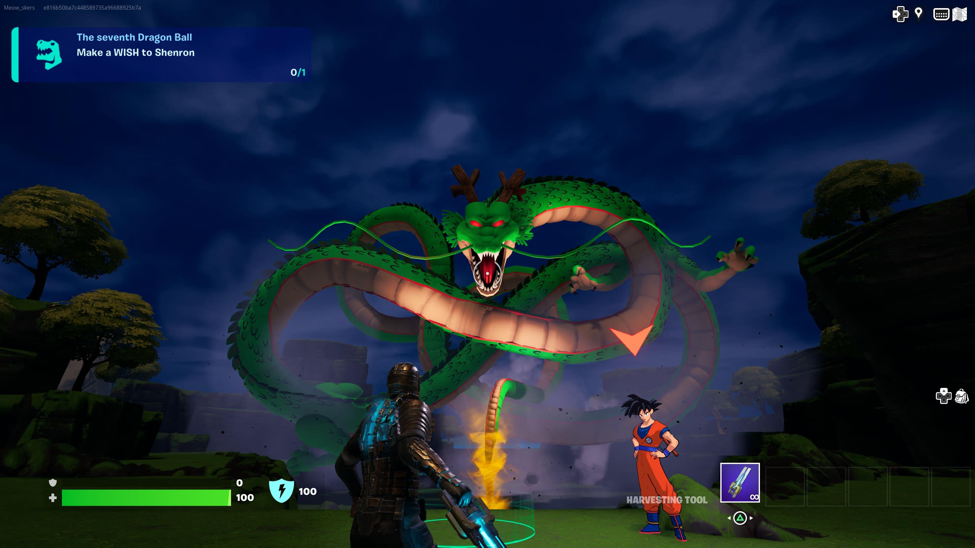 Shenron the dragon in Fortnite.