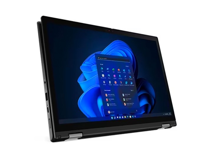 The Lenovo ThinkPad L13 Yoga, folded as a tablet.