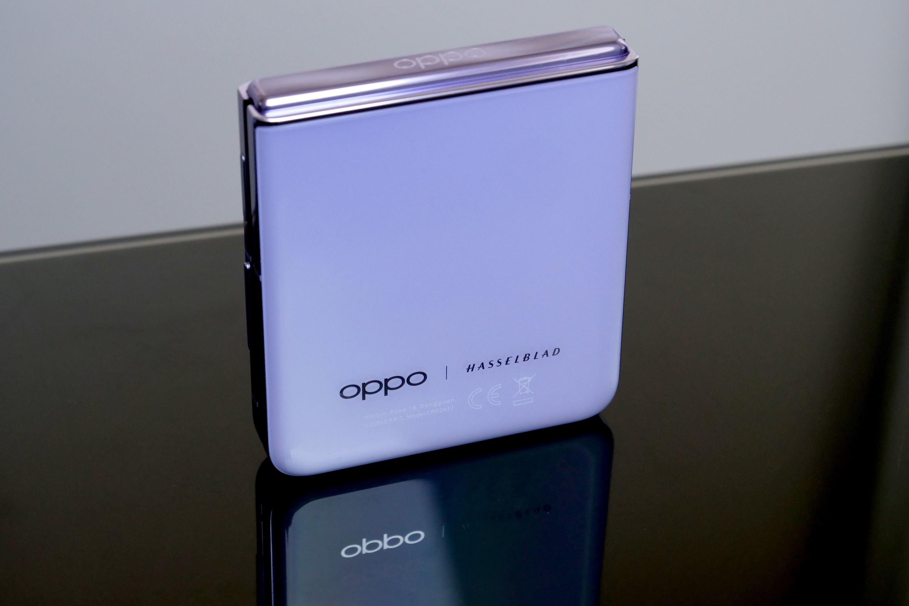 The rear of the closed Oppo Find N2 Flip.