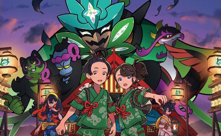 Key art featuring new characters and Pokémon that are in The Hidden Treasure of Area Zero: The Teal Mask.