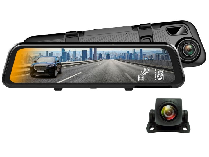 The Rexing M2 2k Front and Rear Mirror Dash Cam on a white background.