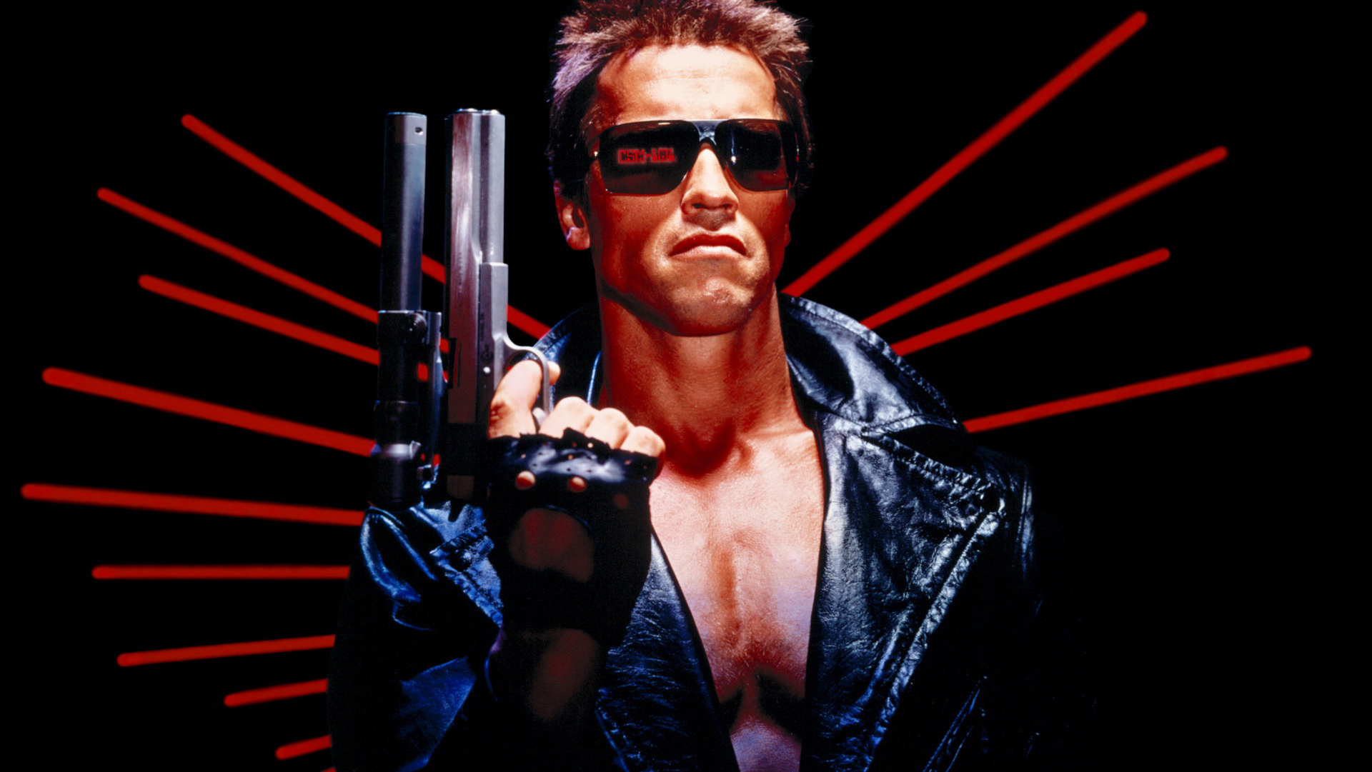 Arnold Schwarzenegger em um pôster de "O Exterminador do Futuro".