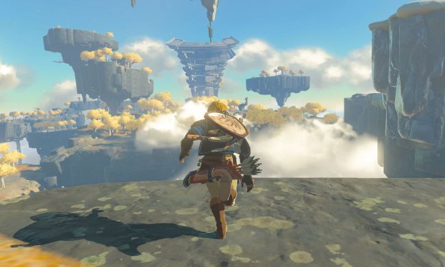 Link runs toward a ledge in The Legend of Zelda: Tears of the Kingdom.