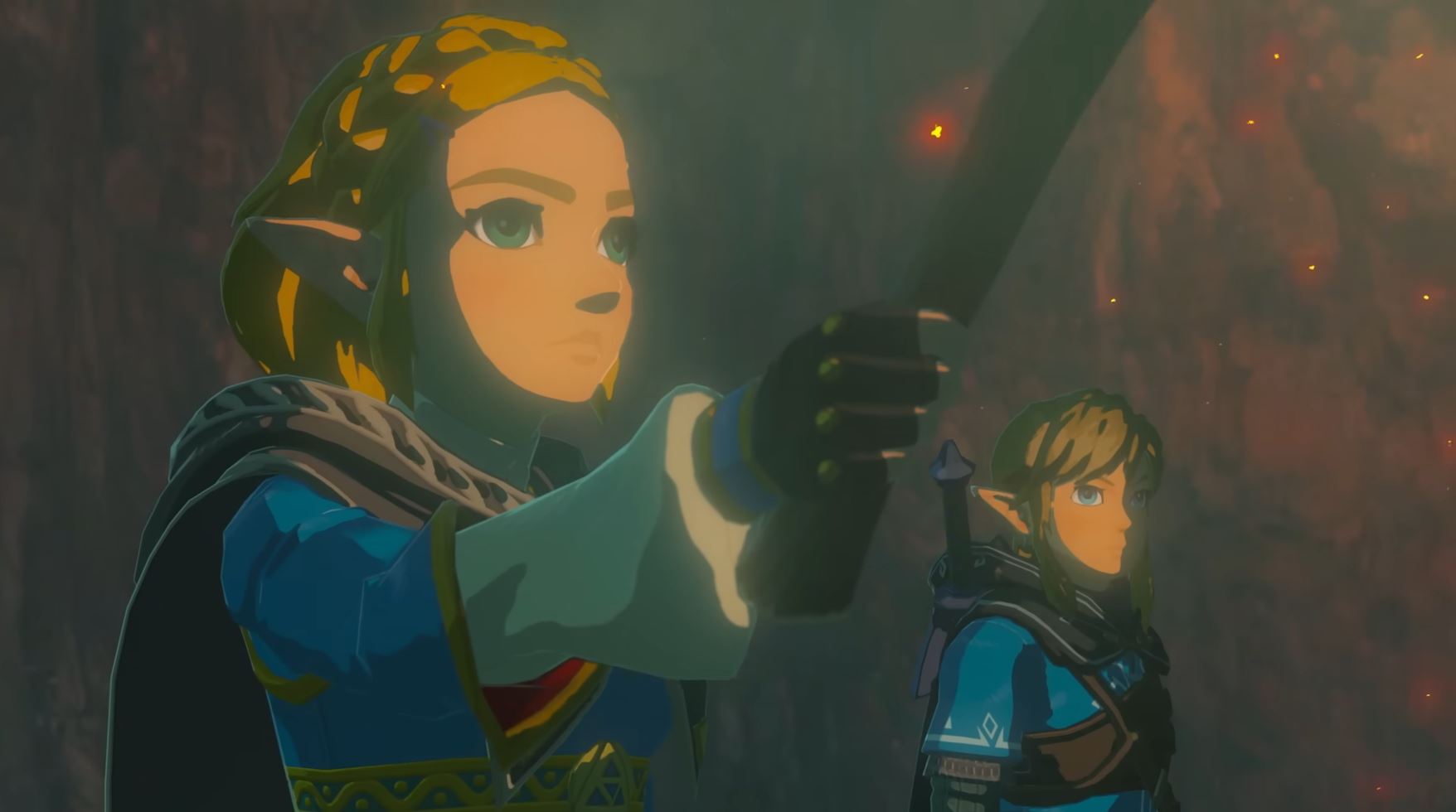Zelda and Link discover something in The Legend of Zelda: Tears of the Kingdom.