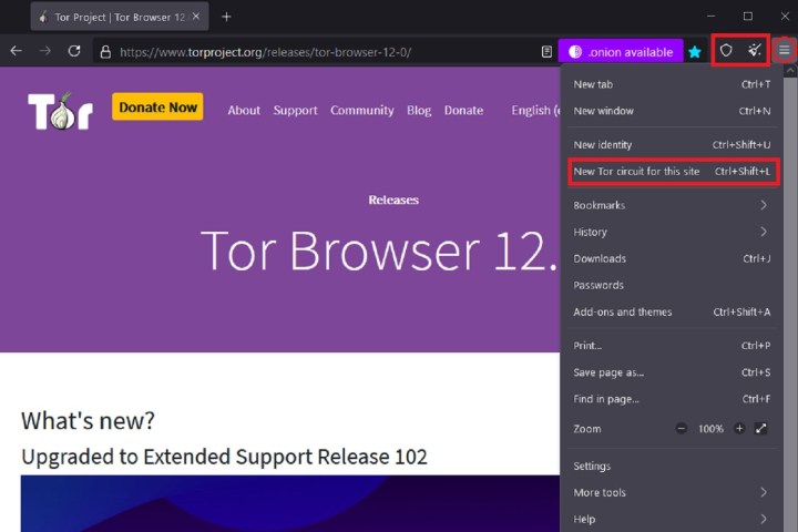 tech news Tor Browser features: New Identity and New Tor circuit.