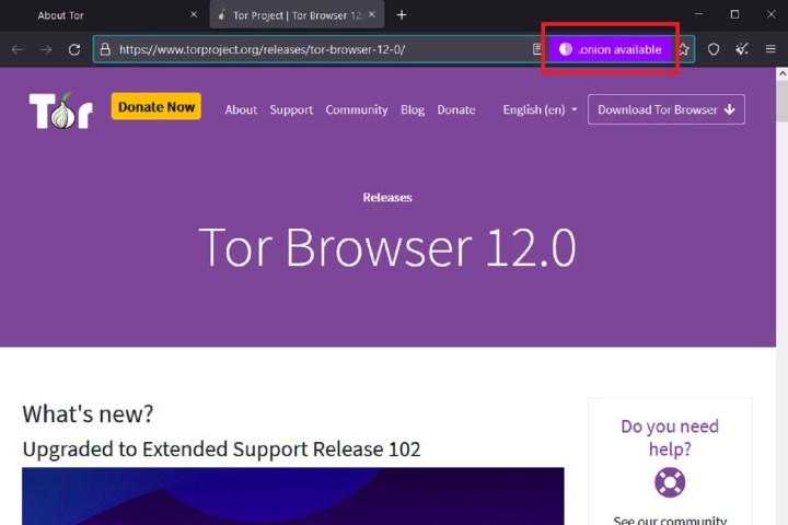 tech news Tor Browser's Onion Available feature.
