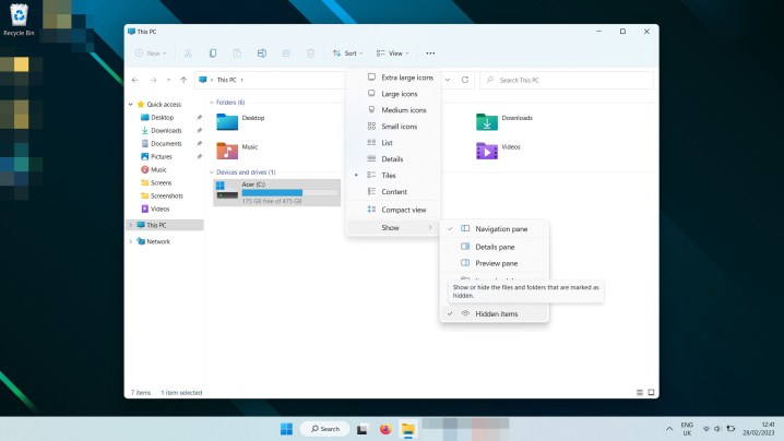 Windows 11 File Explorer opens hidden files.