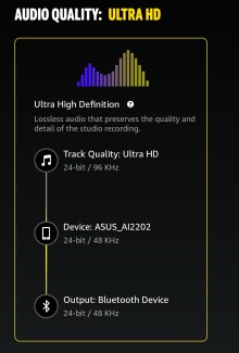 App Amazon Music per Android che mostra il percorso audio completo.