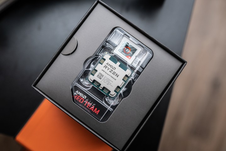 AMD's Ryzen 9 7950X3D inside of its packaging.