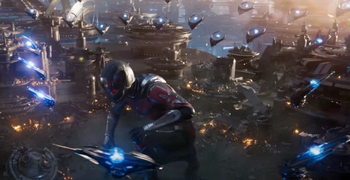 A giant Ant-Man kneels in Ant-Man 3.