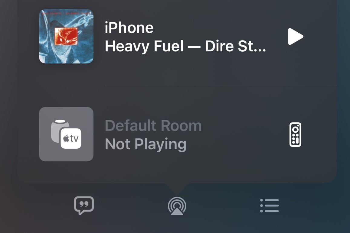 AirPlay audio option inside the Apple Music app for iOS.