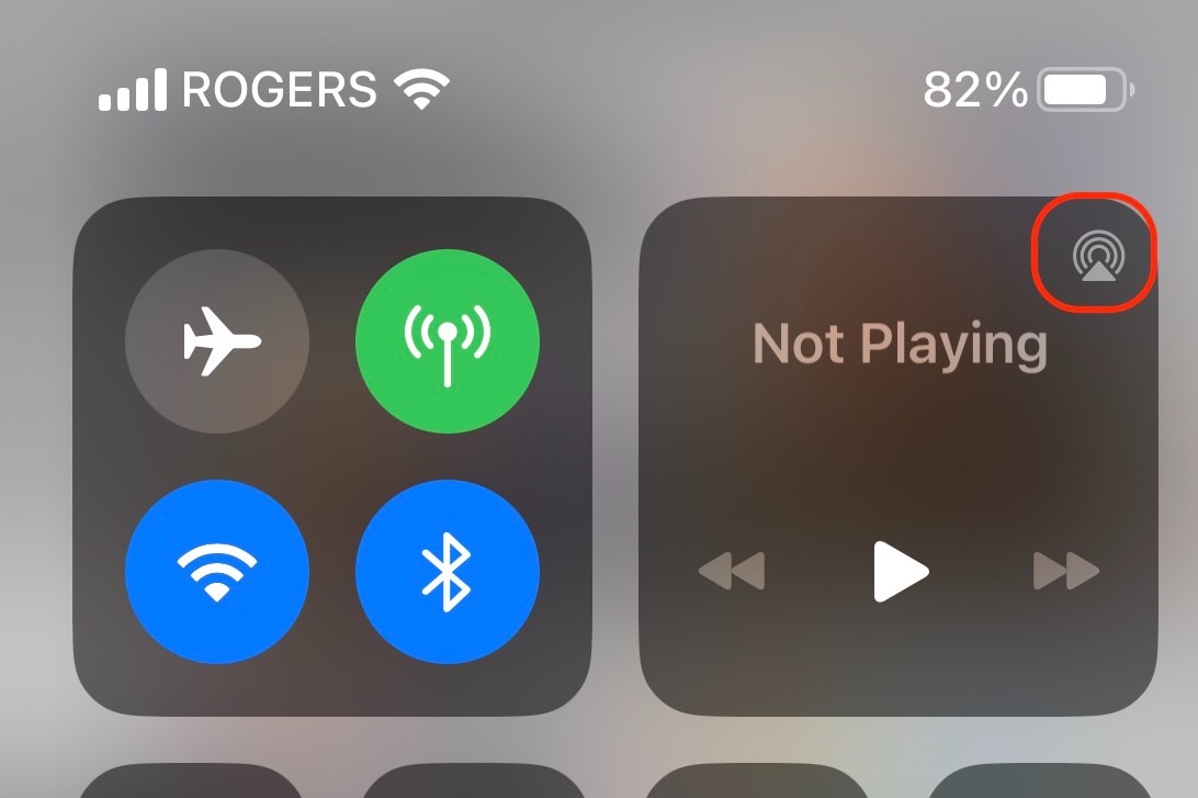 AirPlay audio option inside the Control Center for iOS.