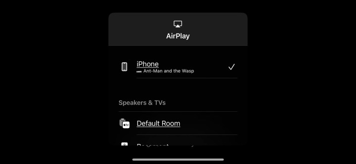 AirPlay-Videooption in der Disney+-App für iOS.