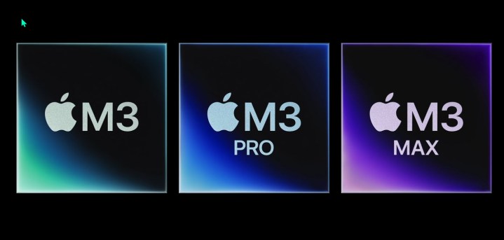 Снимок экрана, показывающий линейку процессоров Apple Silicon M3.