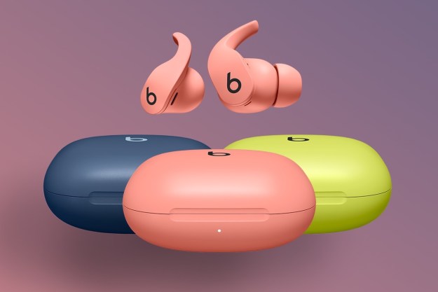 Beats Fit Pro in Tidal Blue, Coral Pink, and Volt Yellow.