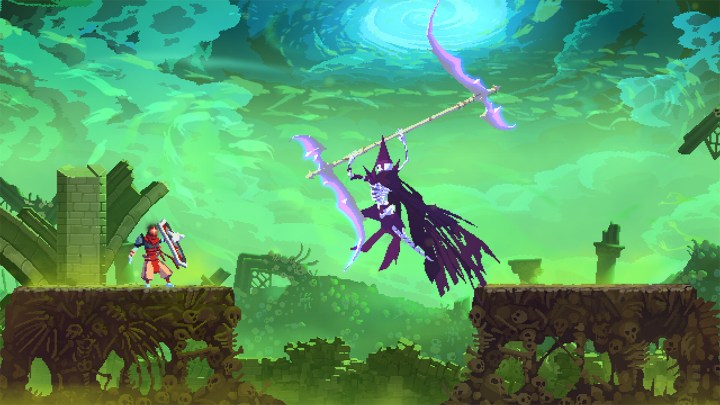 Death Attacks the hero of Dead Cells in Return to Castlevania DLC.