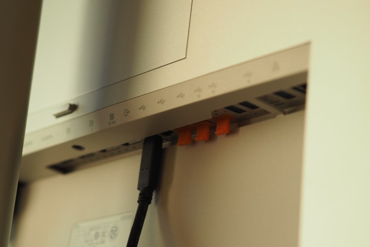 Dell UltraSharp 43 4K USB-C Hub Monitor rear view showing ports.