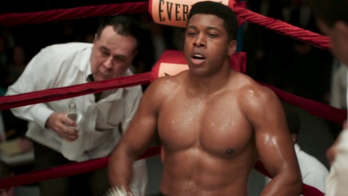 Eli Goree as Cassius Clay in the boxing ring in One Night in Miami.