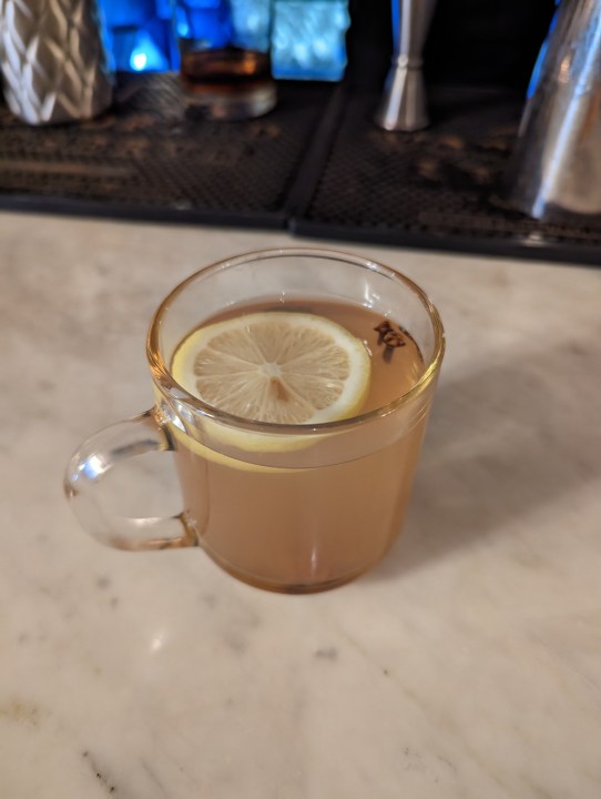Pixel 7 Pro night mode photo of a hot toddy.