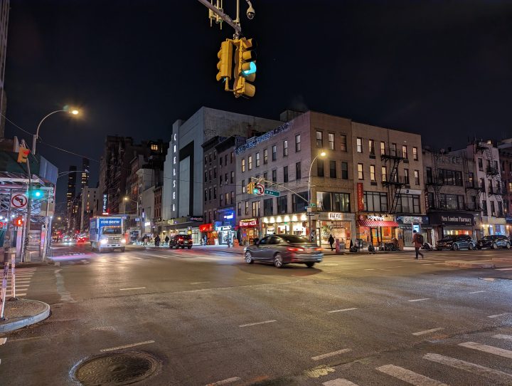 Pixel 7 Pro night mode photo of downtown New York City.