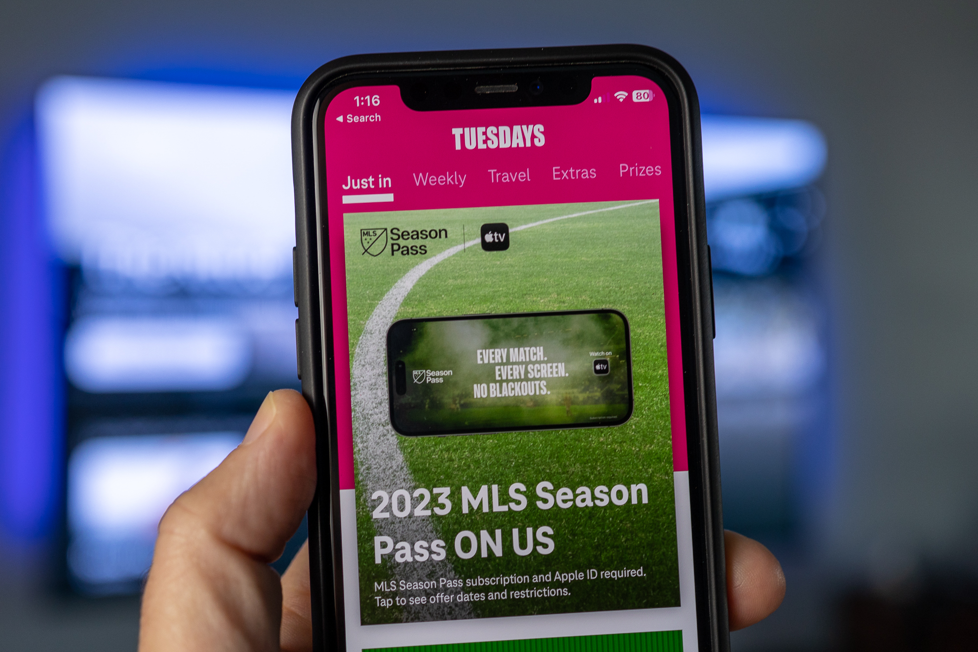 MLS Season Pass no aplicativo T-Mobile Tuesday.