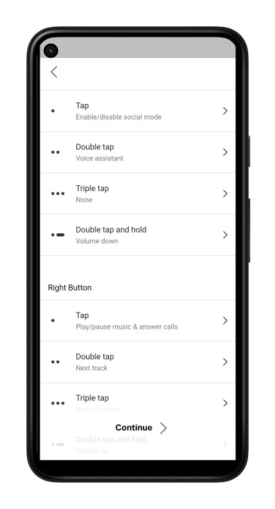 App Nura per le impostazioni di controllo Android.