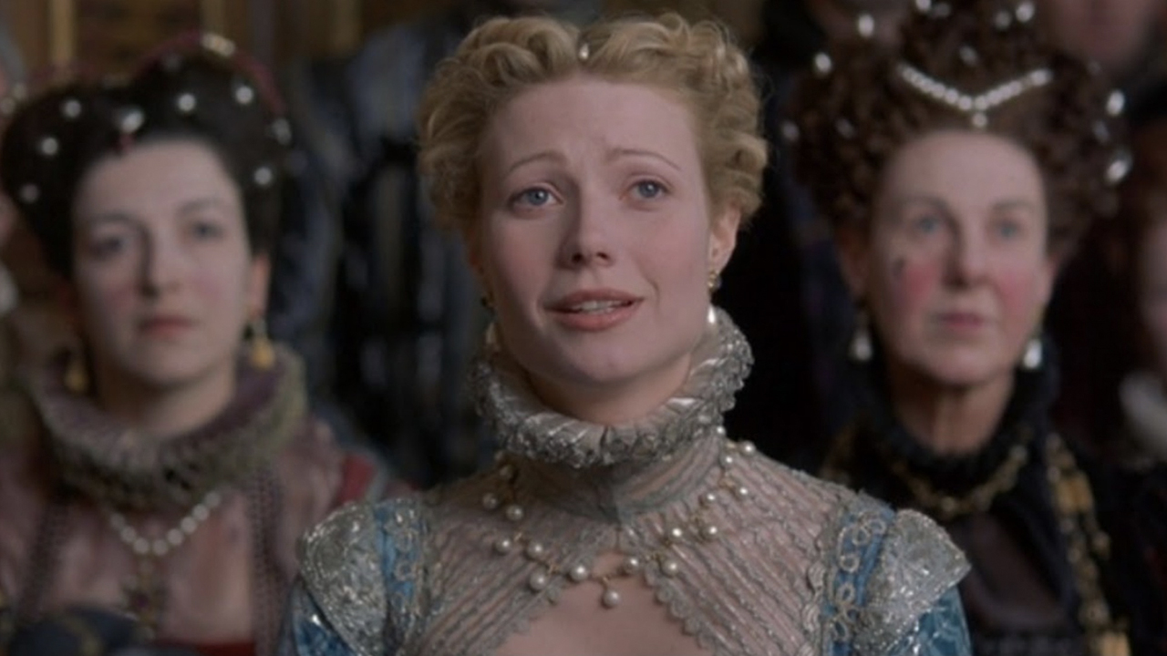 Gweneth Paltrow em regalia vitoriana em uma cena de Shakespeare Apaixonado.