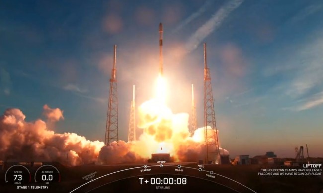A SpaceX Falcon 9 rocket launches in February 2023.