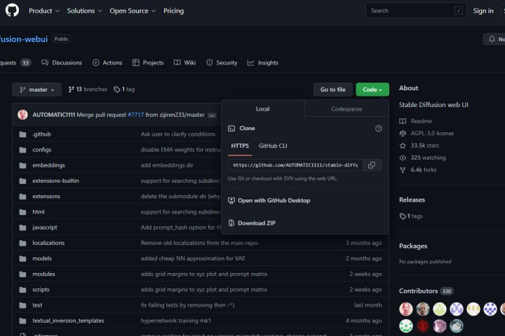 پایگاه کد Stable Diffusion را از GiTHub دانلود کنید.