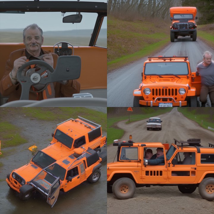 AI-generated images of a Jeep Super Bowl ad depicting Groundhog Day.