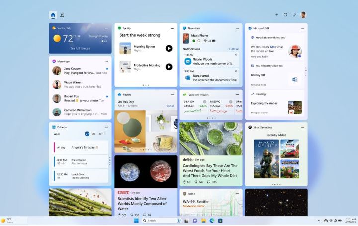 Windows 11 Widgets pictured in a screenshot.