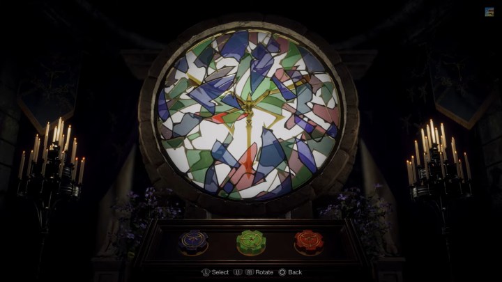 A partially solved stained glass puzzle.