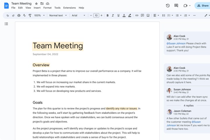 Una captura de pantalla de Google Docs con la actualización de Material Design 3.