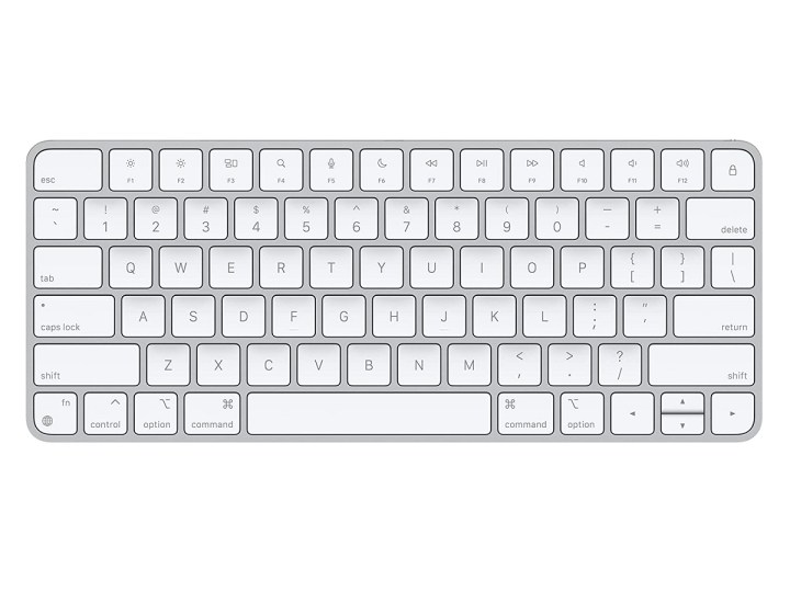El Apple Magic Keyboard inalámbrico sobre un fondo blanco.
